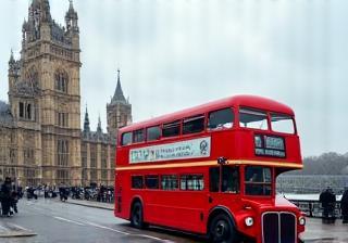 Red double-decker bus tour in London